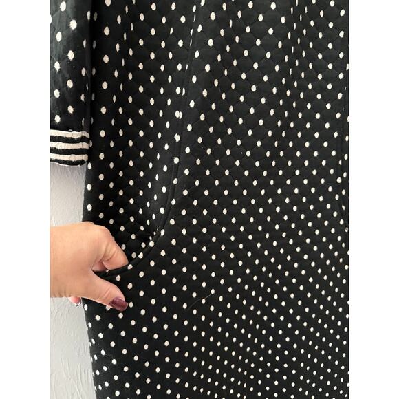Boden Dott Polka Dot Quilted Sweater Shift Dress Black White Size 10 Long - Picture 10 of 13